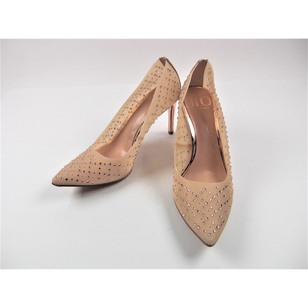 JLO Erregina Women's Crystal Pump NIB Sandal ~ Bisque/Gold ~ Heels Shoe Size 6.5